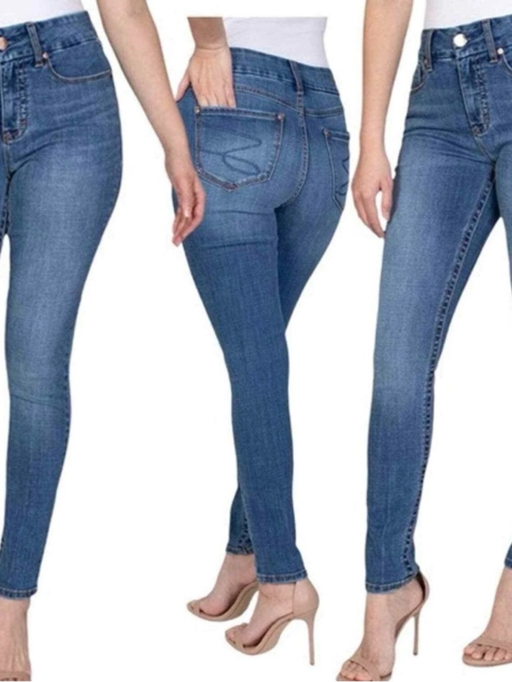 Seven7 Light Wash Skinny Jeans - Pale Blue - Picture 2 of 5